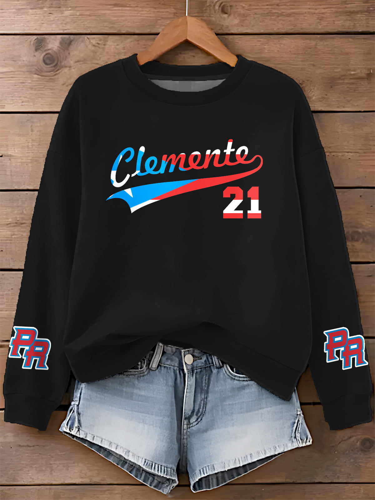 Roberto Clemente Printed Long Sleeve Casual Top
