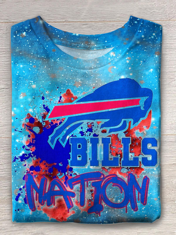 Colorful Bills Print Crew Neck T-shirt