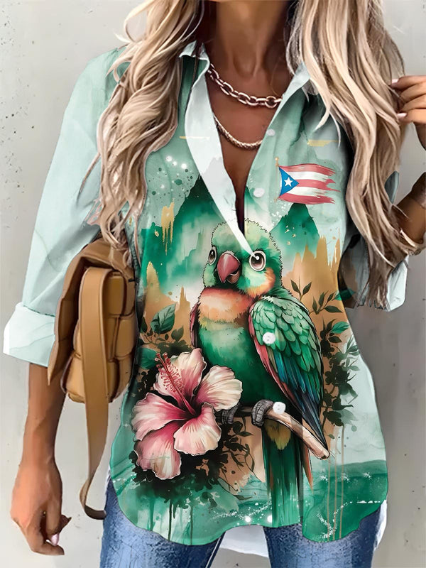 Puerto Rican Art Women's Printed Casual Shirt