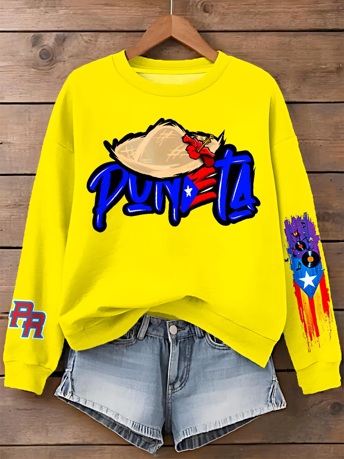 Roberto Clemente Printed Long Sleeve Casual Top