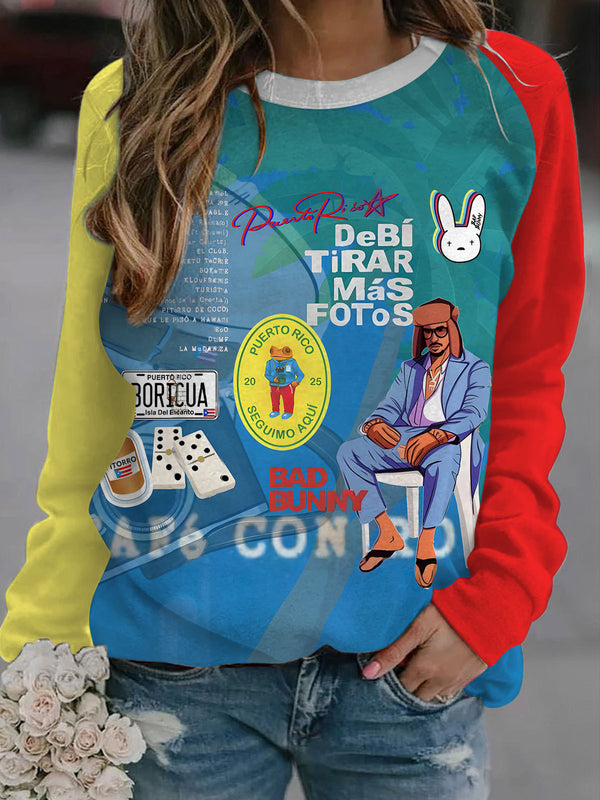 Debi Tear Mas Fotos Long Sleeve Casual Top