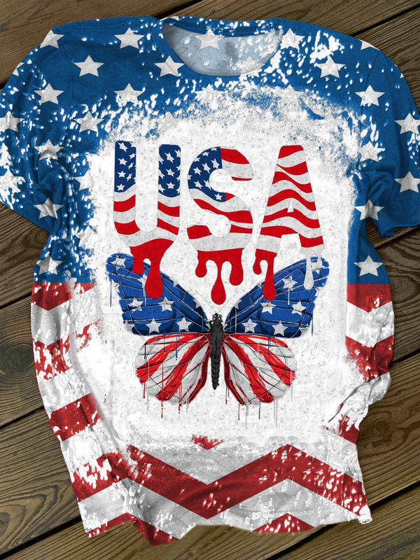 USA Butterfly Tie Dye Crew Neck T-shirt