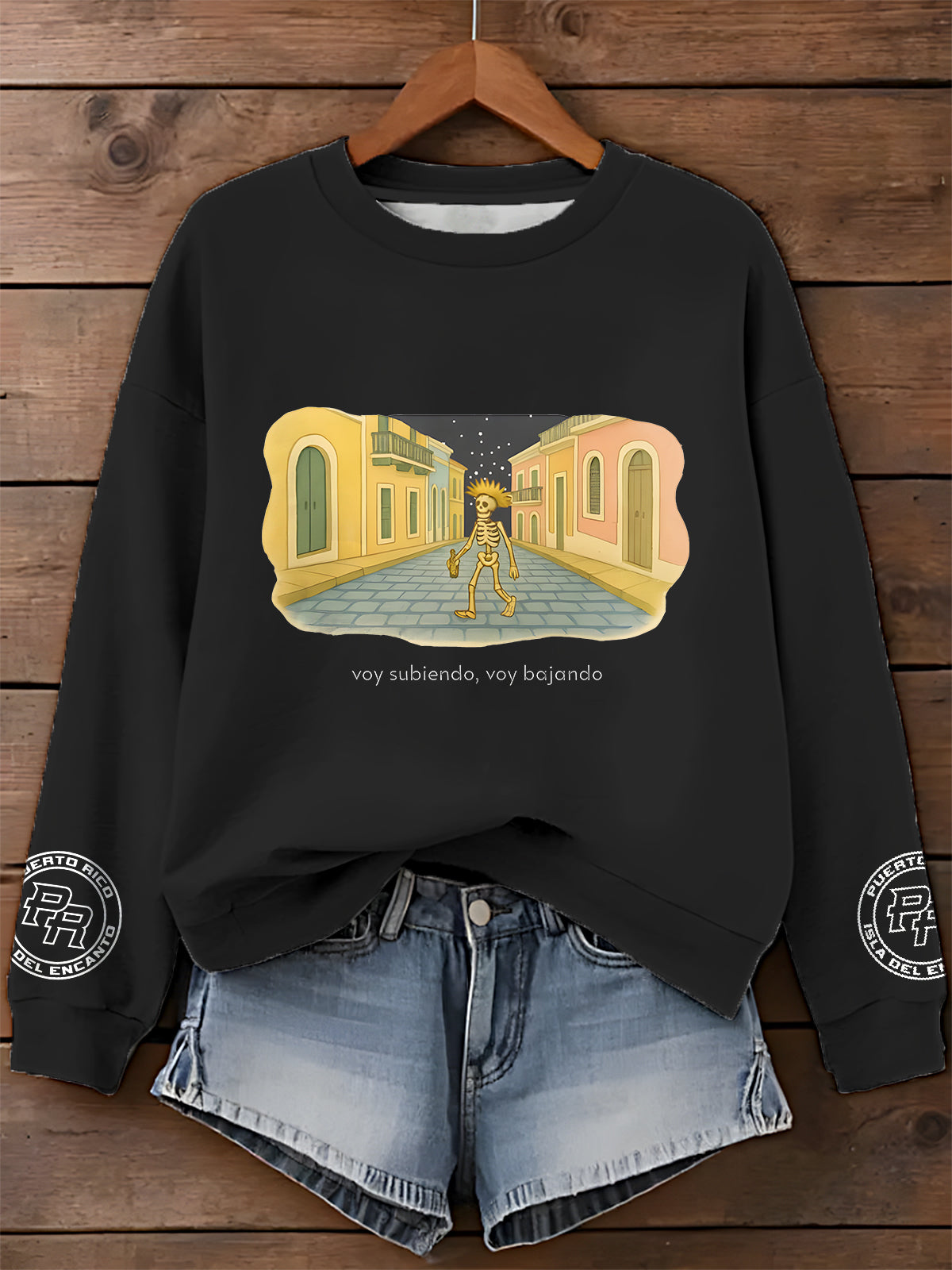 Puerto Rico Halloween Printed Long Sleeve Casual Top