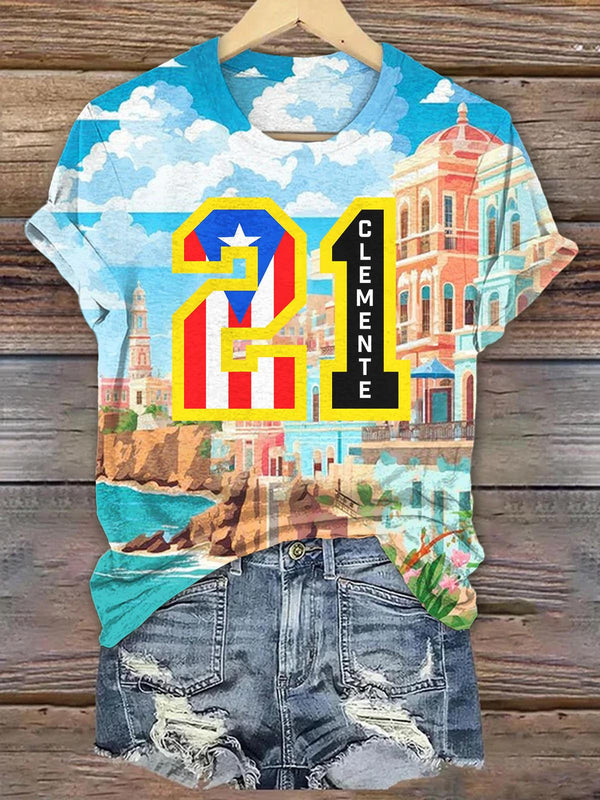 Puerto Rico Roberto Clemente Crew Neck T-shirt