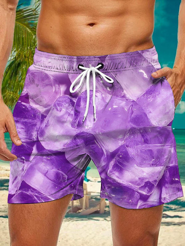 Pantalones cortos con bolsillo y estampado de hielo para hombre 
