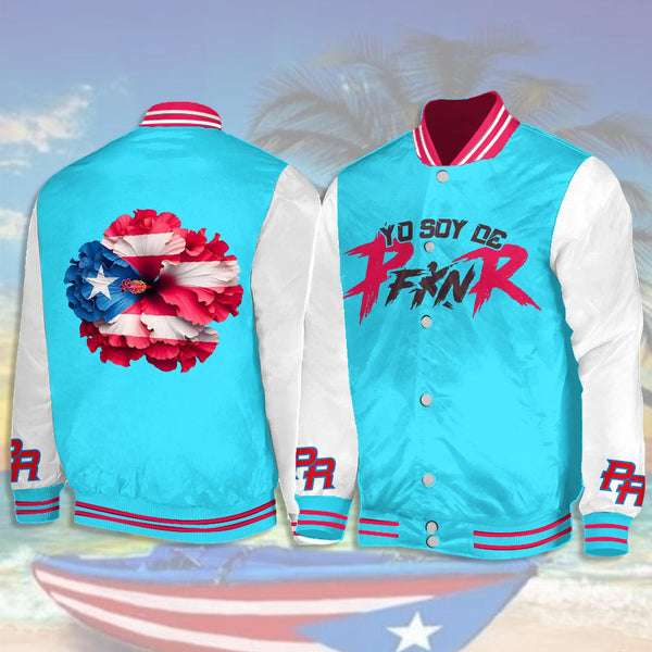 Puerto Rico Classic Flowers Zip-up Baseball Jacket