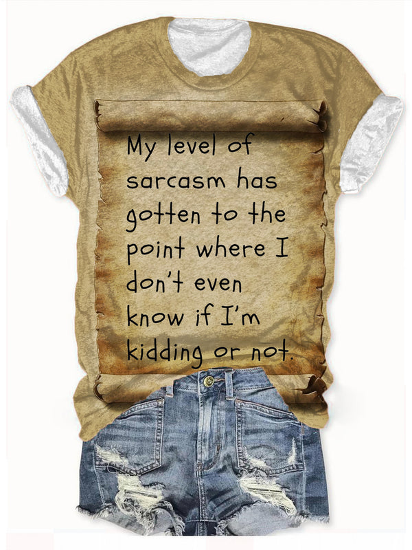 Satirical Art Fun Prints Crew Neck T-shirt