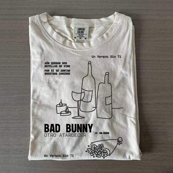 Bad Bunny Simple Stroke Print Crew Neck T-shirts