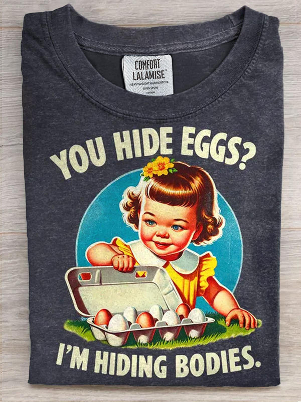 Retro Interesting Printed Crew Neck T-shirt