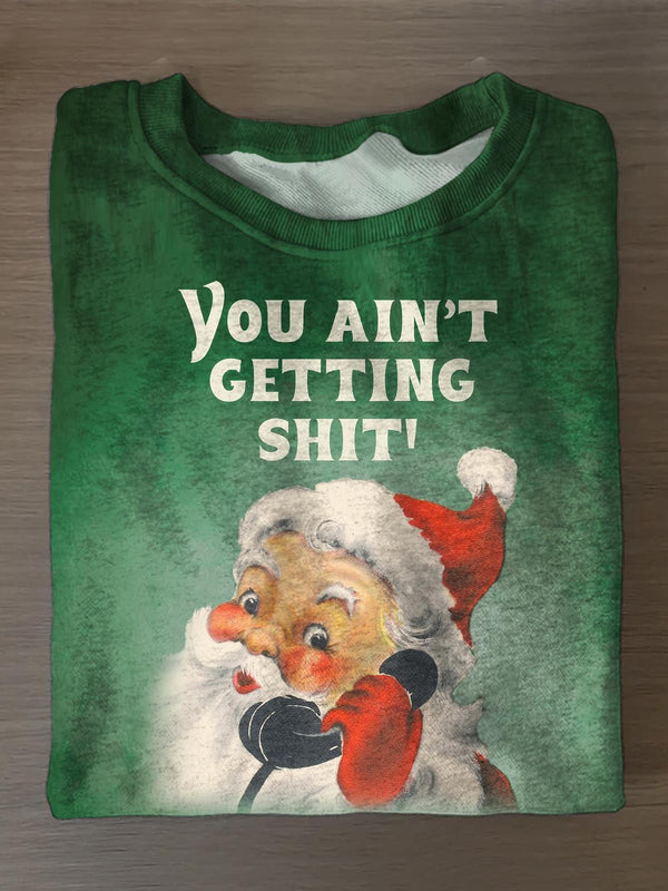 Fun Santa Claus Printed Long Sleeve Casual Top