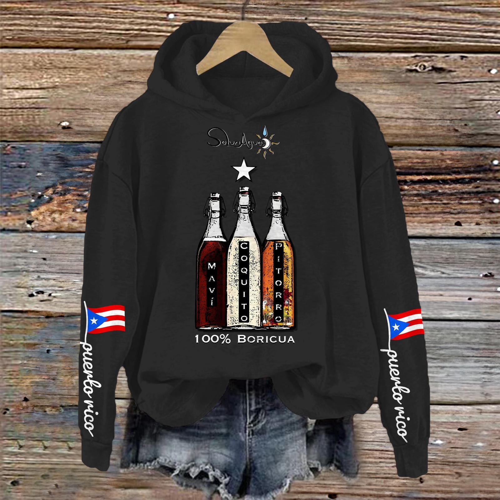 Puerto Rico Long Sleeve Printed Hoodie