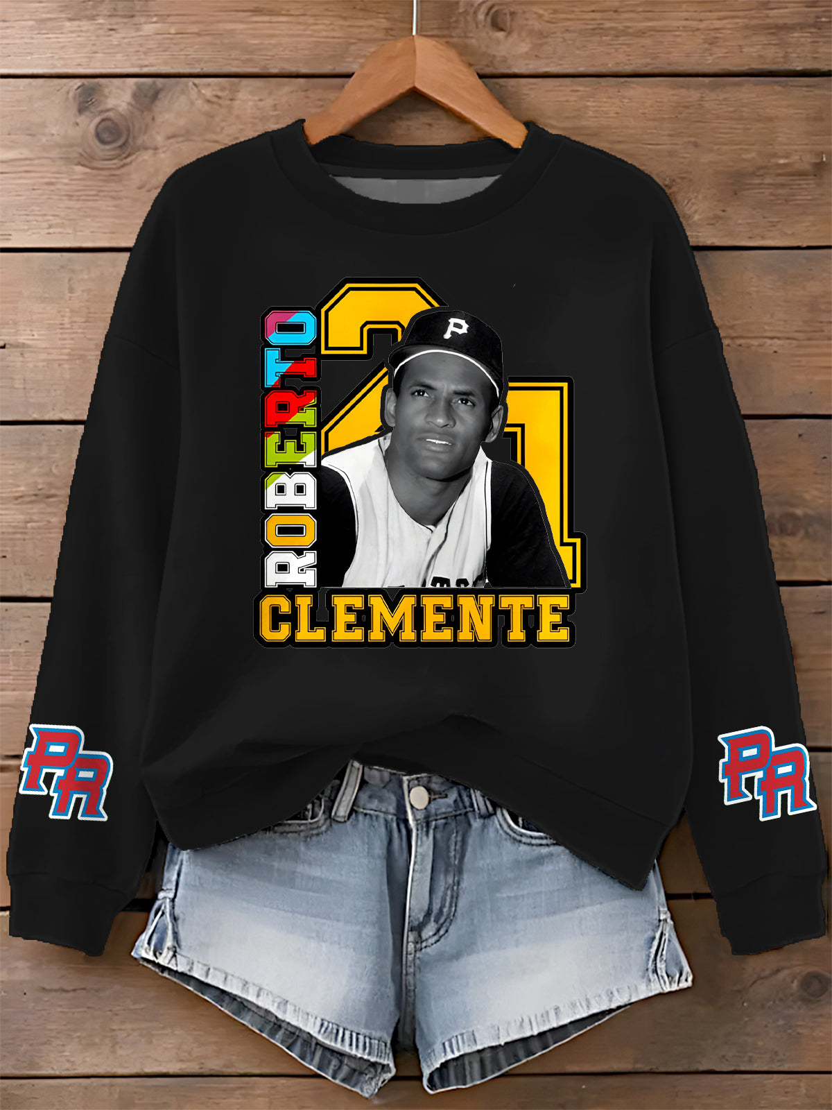 Roberto Clemente Printed Long Sleeve Casual Top