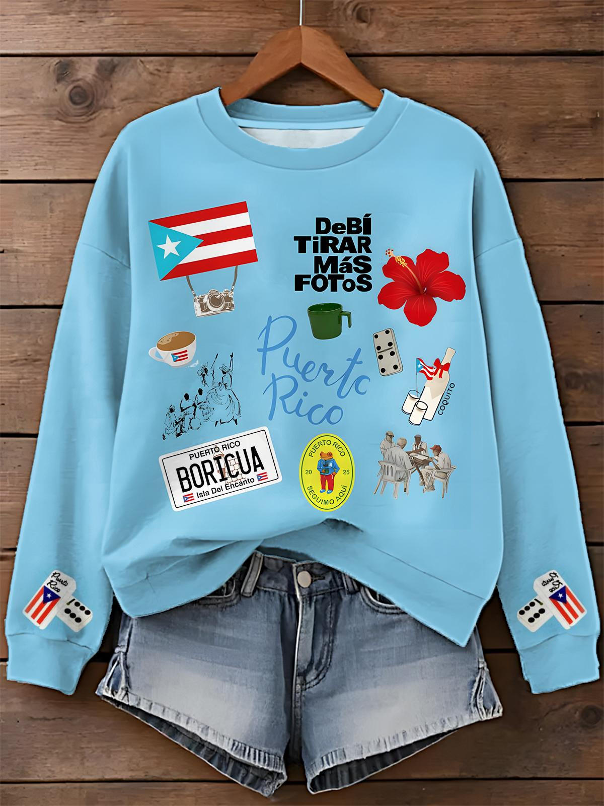 Camiseta casual de manga larga con estampado de Bad Bunny Dtmf Puerto Rico 
