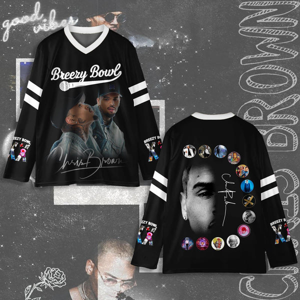 Chris Brown Breezy Bowl XX Tour 2025 Print V-Neck Long Sleeve Top