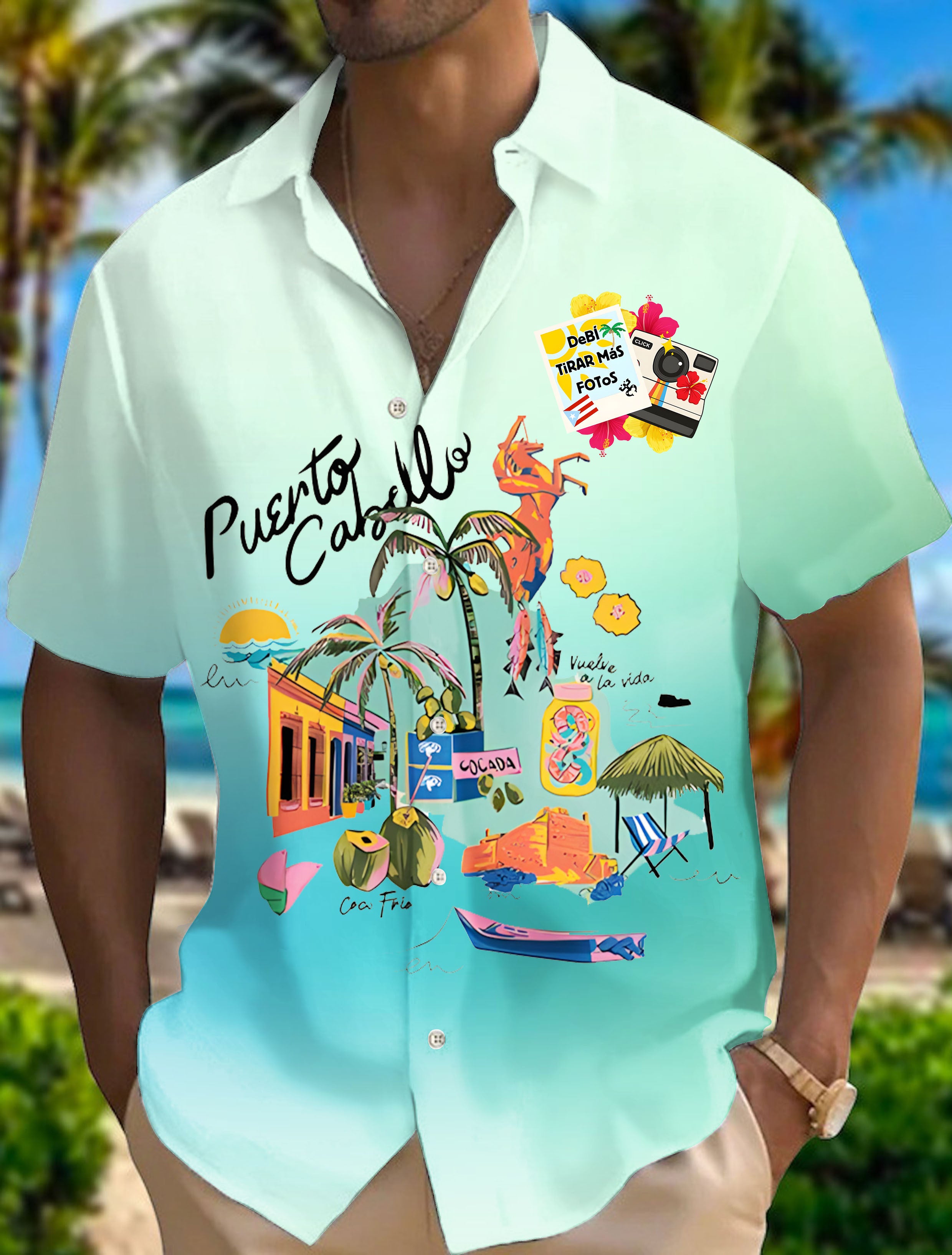 BadBunny Puerto Rico Print Short Sleeve Shirts