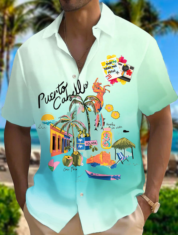 BadBunny Puerto Rico Print Short Sleeve Shirts