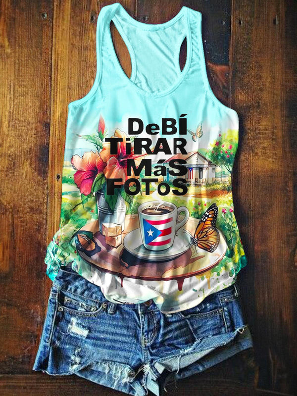 Puerto Rican Print Casual Tank Top
