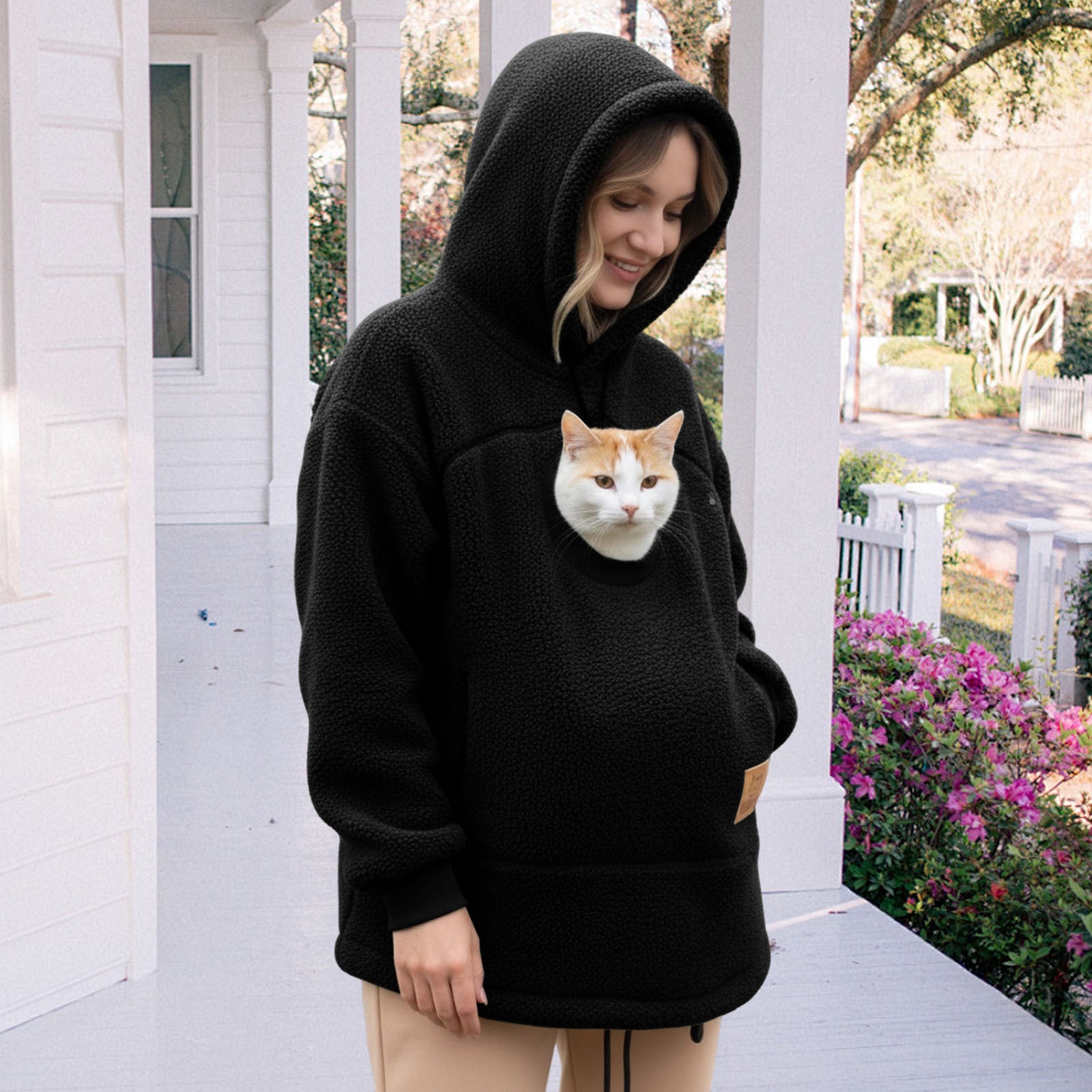 Pet Care Hoodie Long Sleeve Warm Fall Winter Pullover Sweatshirt with Dog Pouch for Outdoor Dog Walking generous