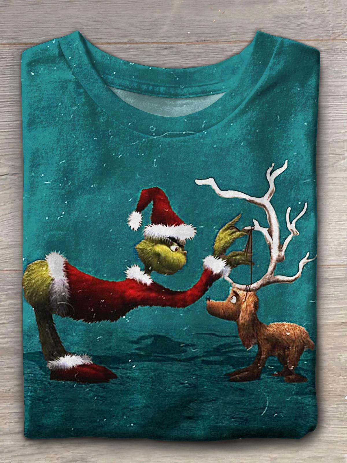 Christmas Reindeer Print Crew Neck T-shirt