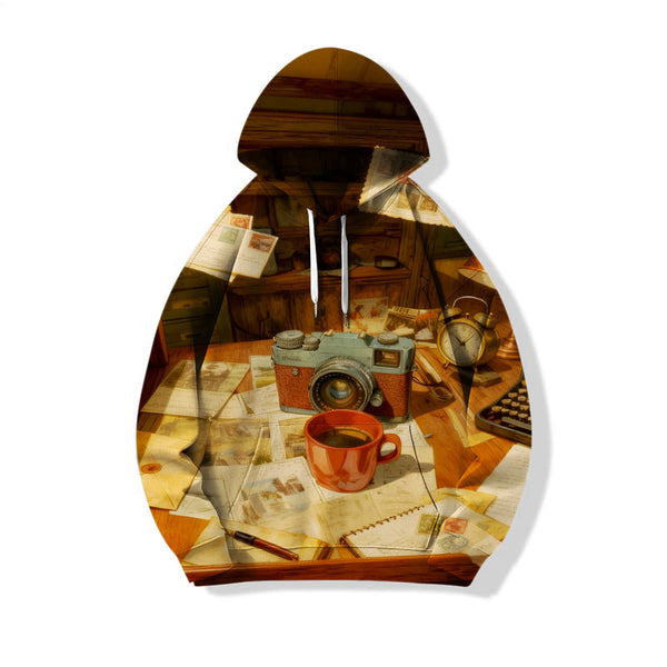 Puerto Rican Art Loose Fit Hooded Sweatshirt With Pockets
