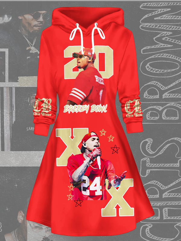 Chris Brown Breezy Bowl Hooded Pullover Sweatshirt Dress