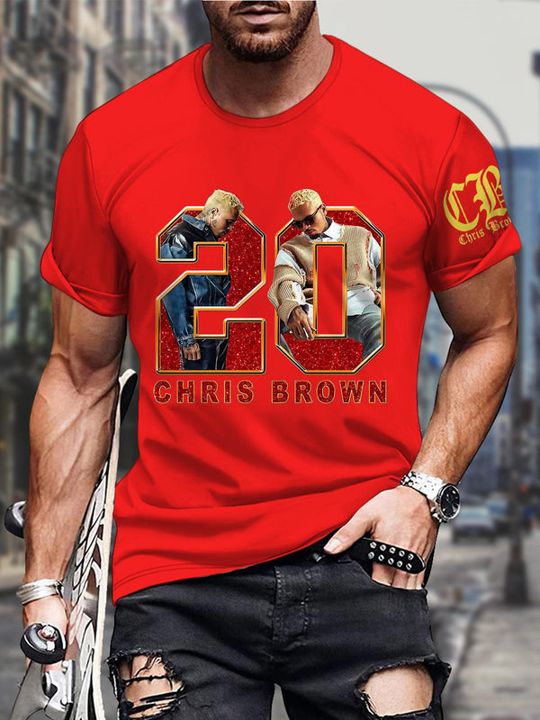 Chris Brown Breezy Bowl XX 2025 Round Neck Short Sleeve Men's T-shirt