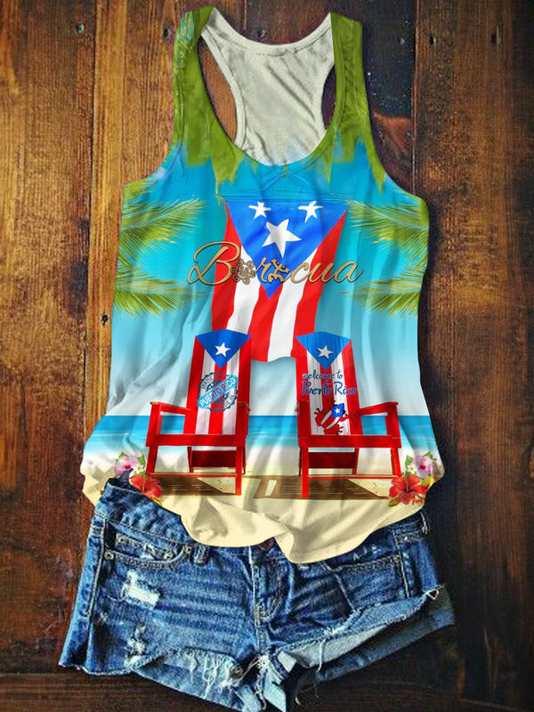 BadBunny Creative Chair Printed Casual Tank Top