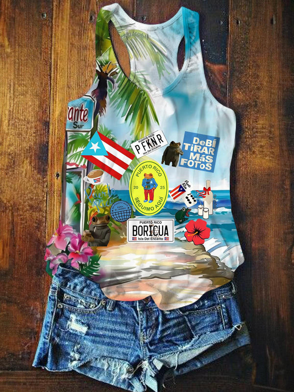 Bad Bunny Dtmf Art Printed Casual Tank Top