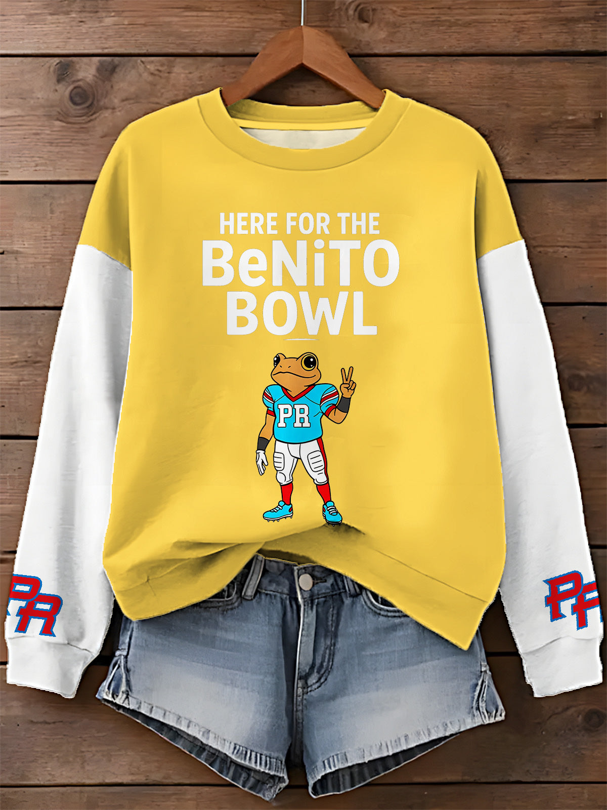 Benito Bowl Frog Printed Long Sleeve Casual Top