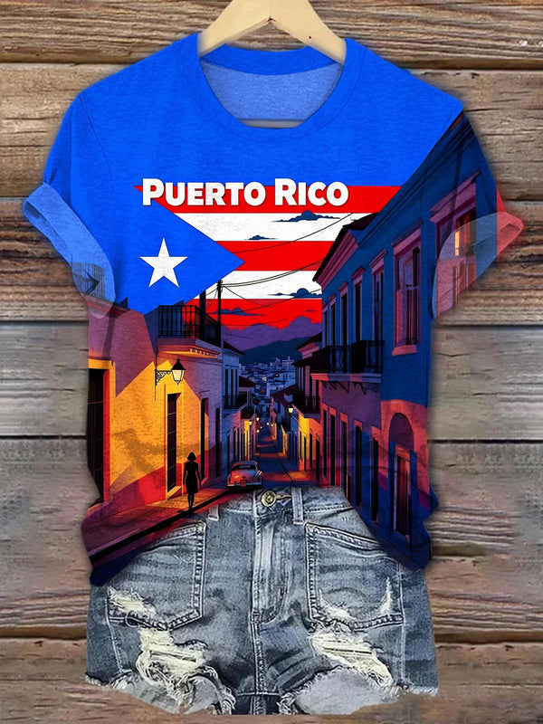 Puerto Rico Print Crew Neck T-shirt