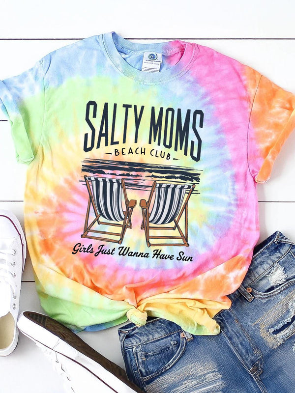Camiseta de cuello redondo del Salty Moms Beach Club 