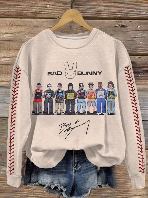 DTMF Bad Bunny New Album Printed Long Sleeve Casual Top