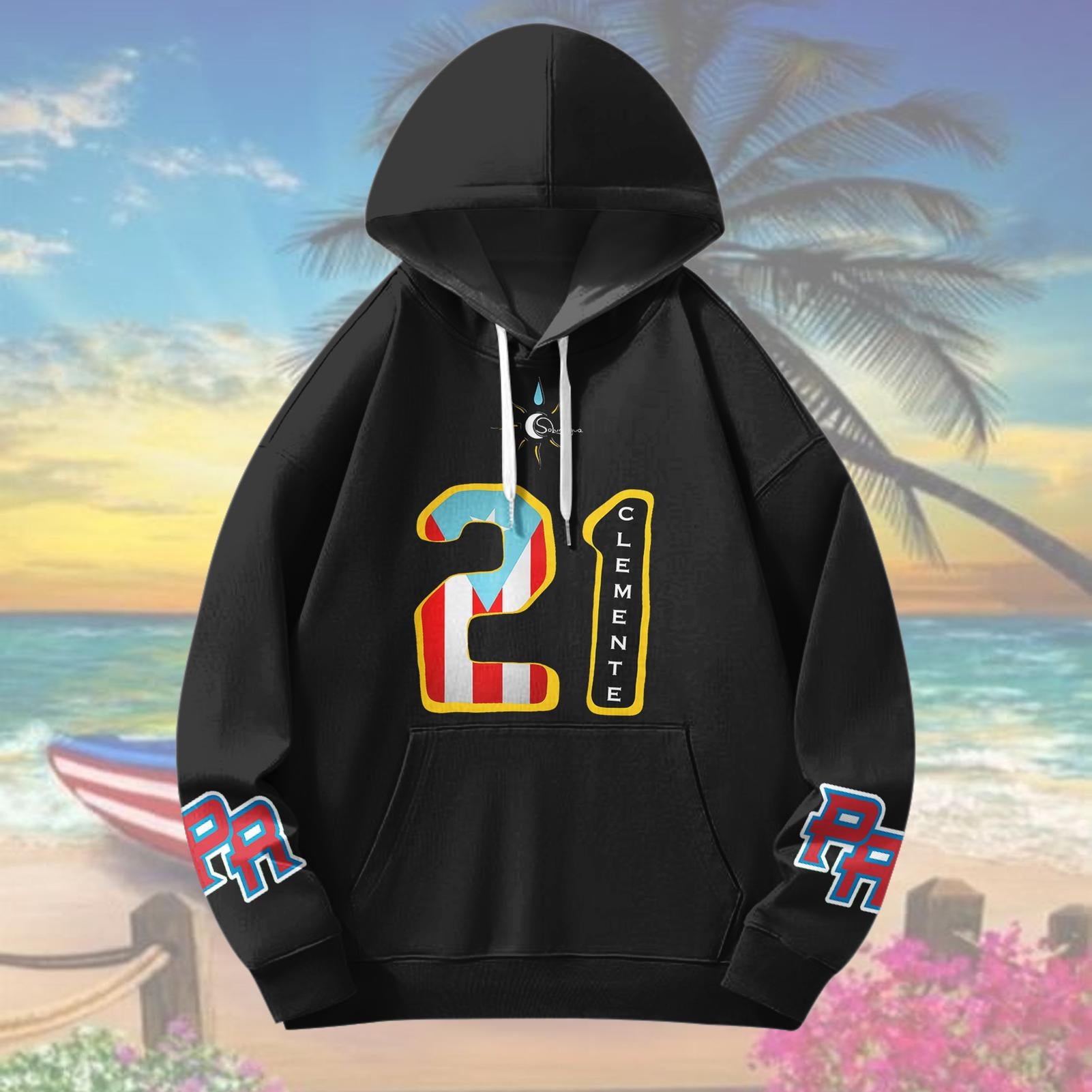 Roberto Clemente Unisex Long Sleeve Hooded Pocket Sweatshirt