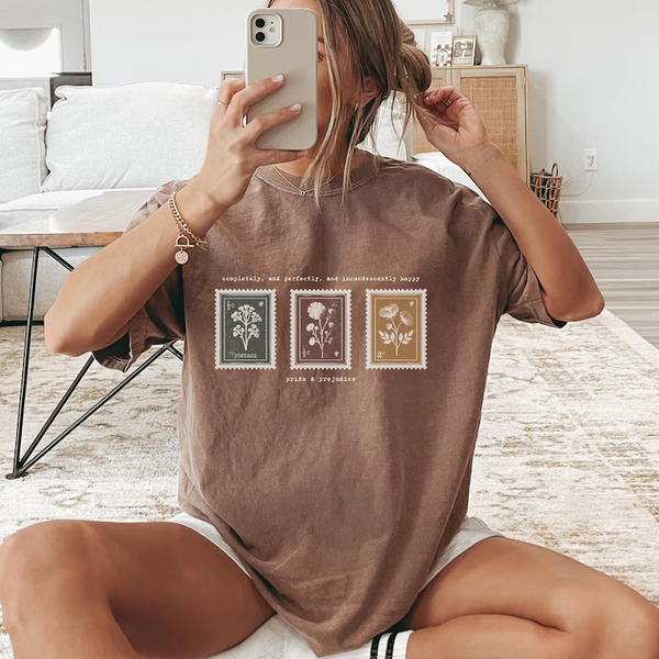 Pride and Prejudice Card Print Crew Neck T-shirt