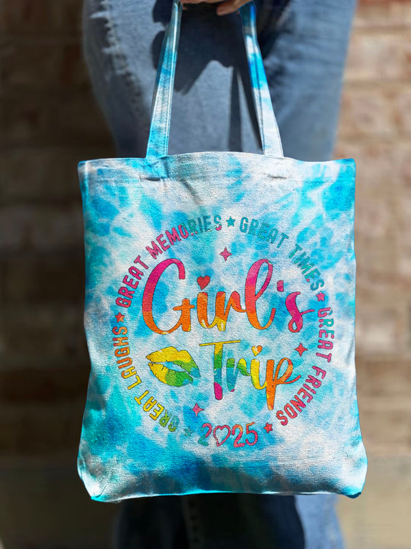 Bolsa de lona con cremallera y diseño tie-dye para el hombro de Girl Trip 2025