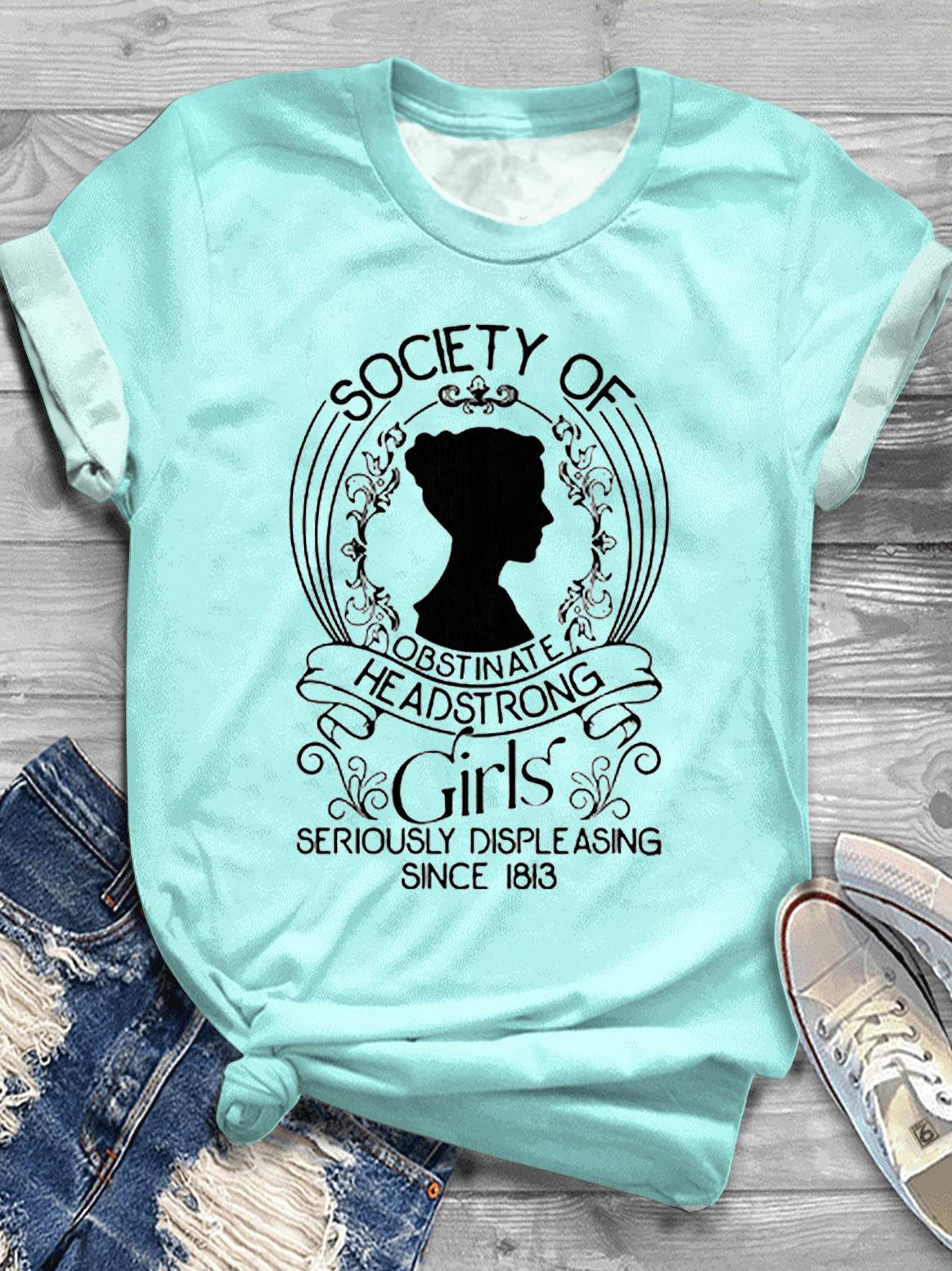 Pride and Prejudice Simple Portrait Print Crew Neck T-shirt