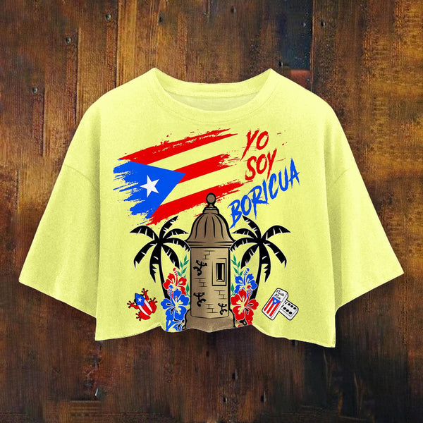 Women's Puerto Rican Printed Umbilized T-shirt