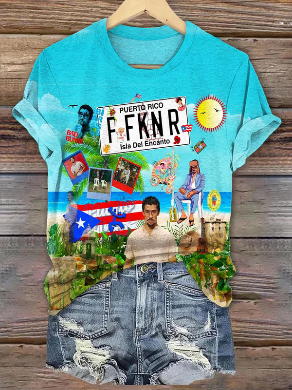 Puerto Rican Printed Crew Neck T-shirt