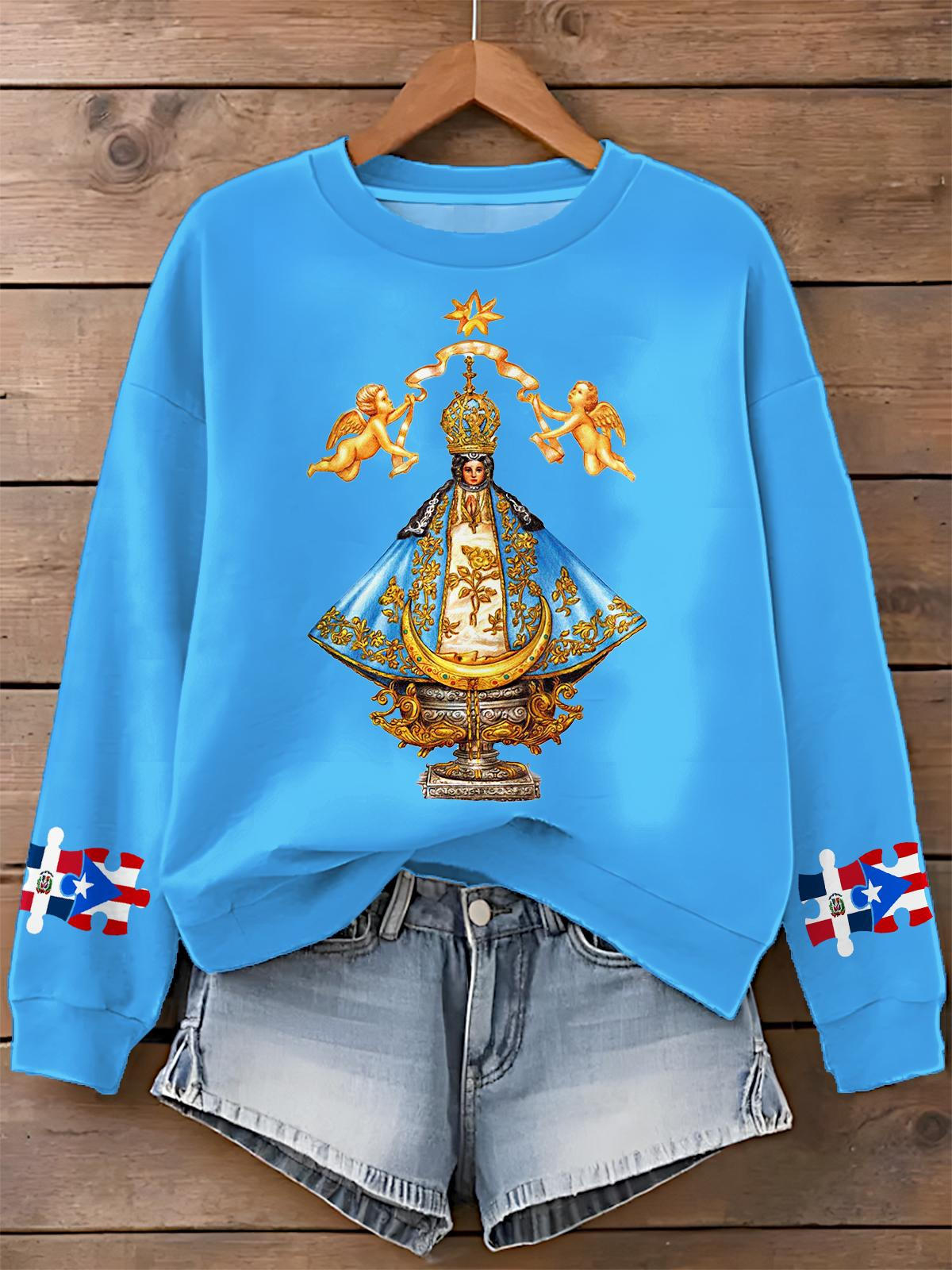 Dominican Republic Print Long Sleeve Casual Top