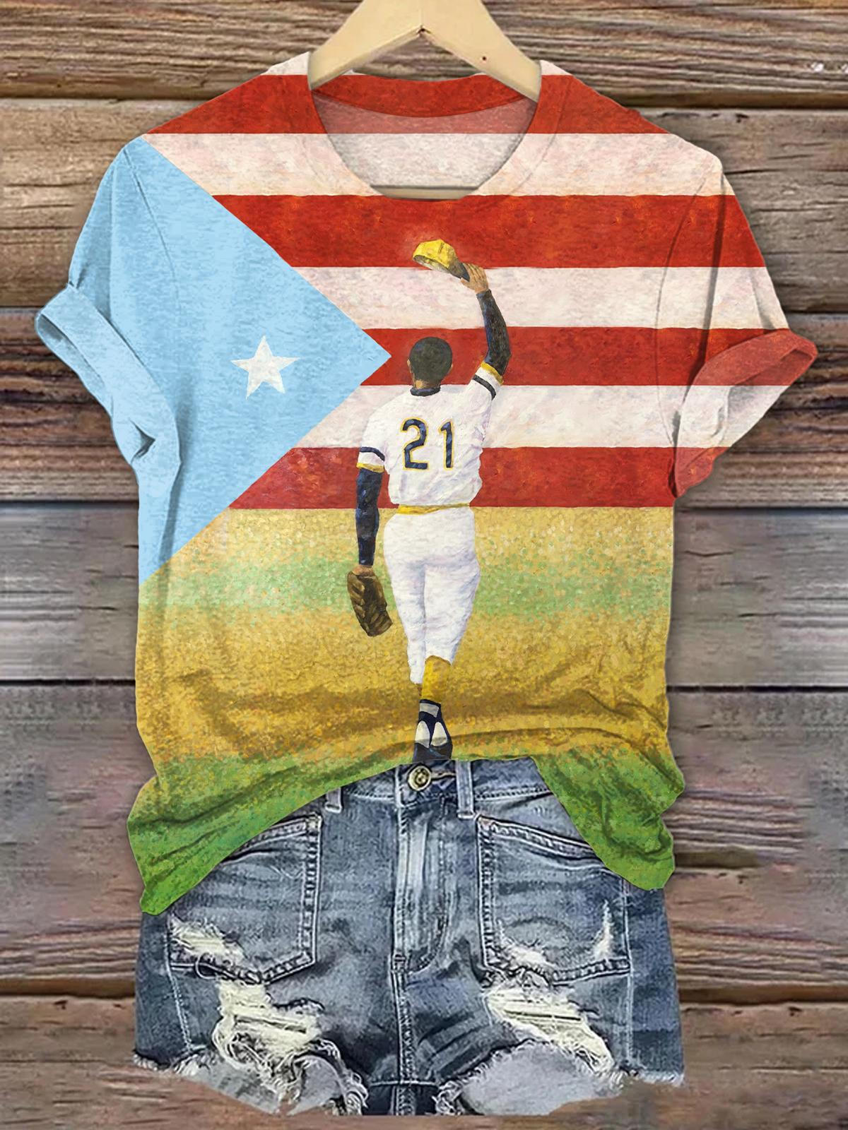 Puerto Rico Crew Neck Printed T-Shirt（Best Seller）