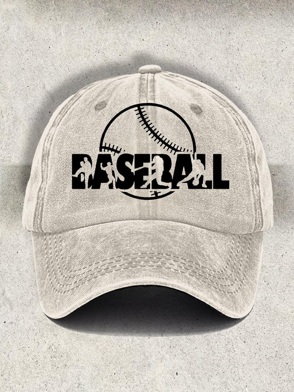 Gorra de béisbol con silueta de béisbol retro 