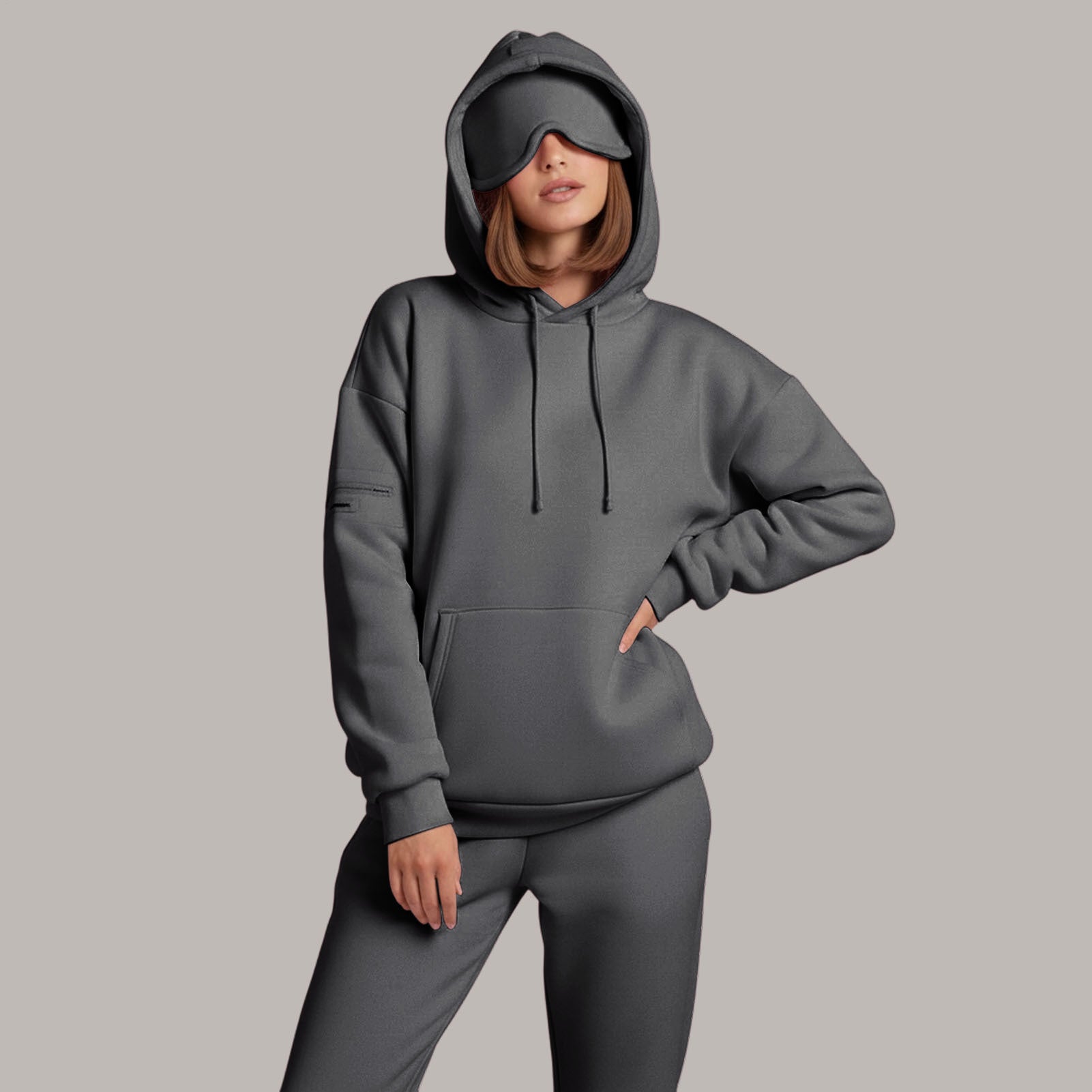 Airplane Mode Travel Hoodie Men Women Comfort Hoodies with Eyeshade Pullover Tops Clothes with Hidden Pockets charming