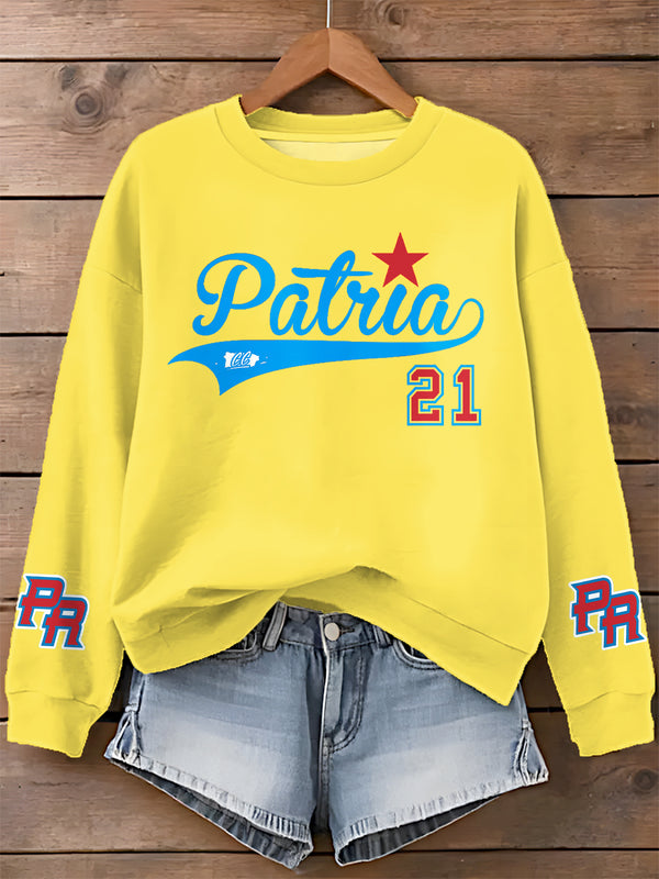 Puerto Rican Print Long Sleeve Casual Top
