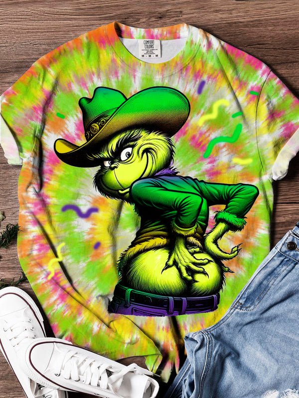 Mardi Gras Festival Hat Character Tie Dye Print T-Shirt