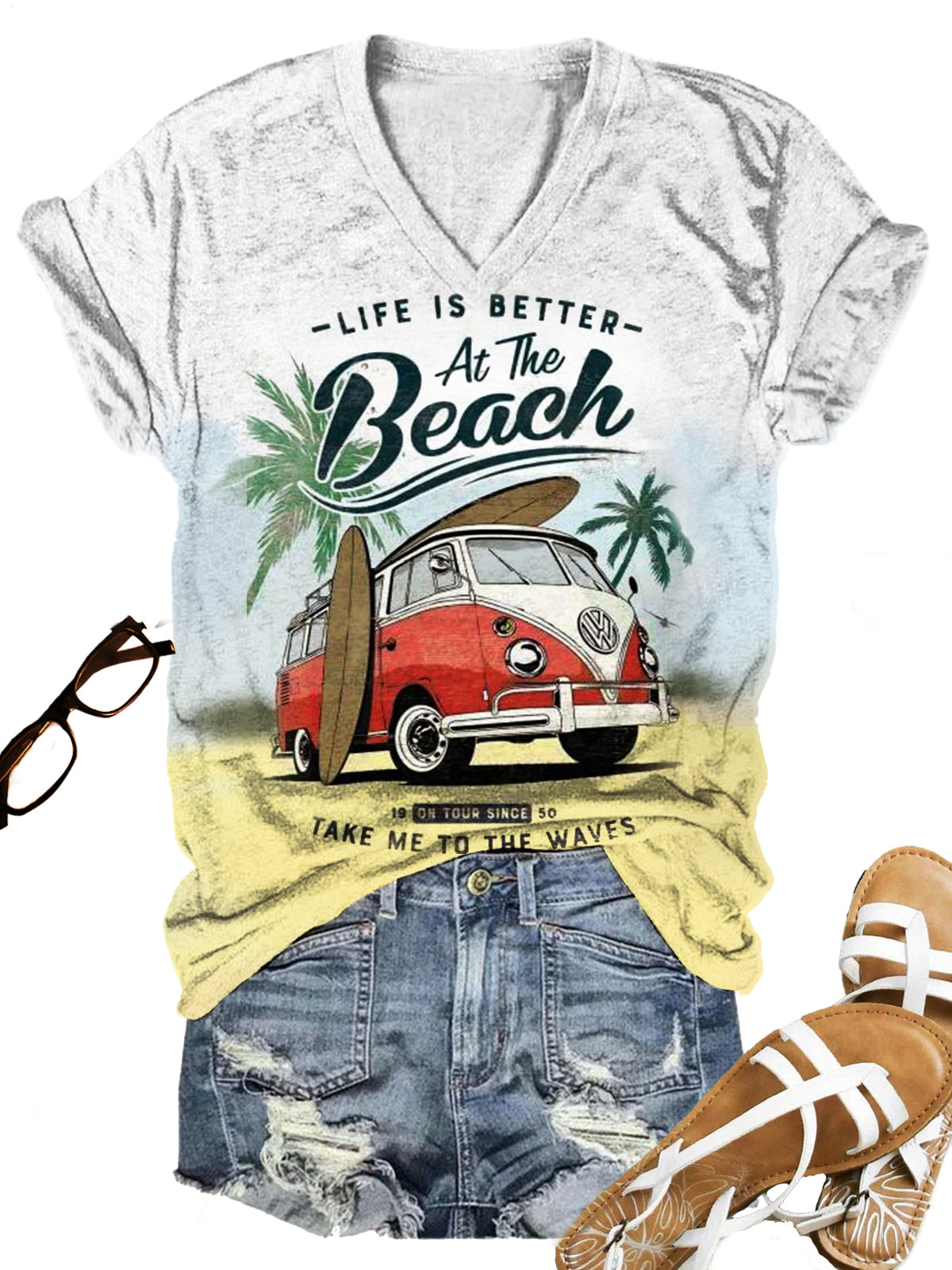 Summer Hawaii Beach Travel Leisure Vacation Printed T-shirt