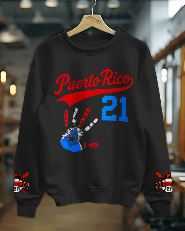 Roberto Clemente Puerto Rico Printed Long Sleeve Casual Top