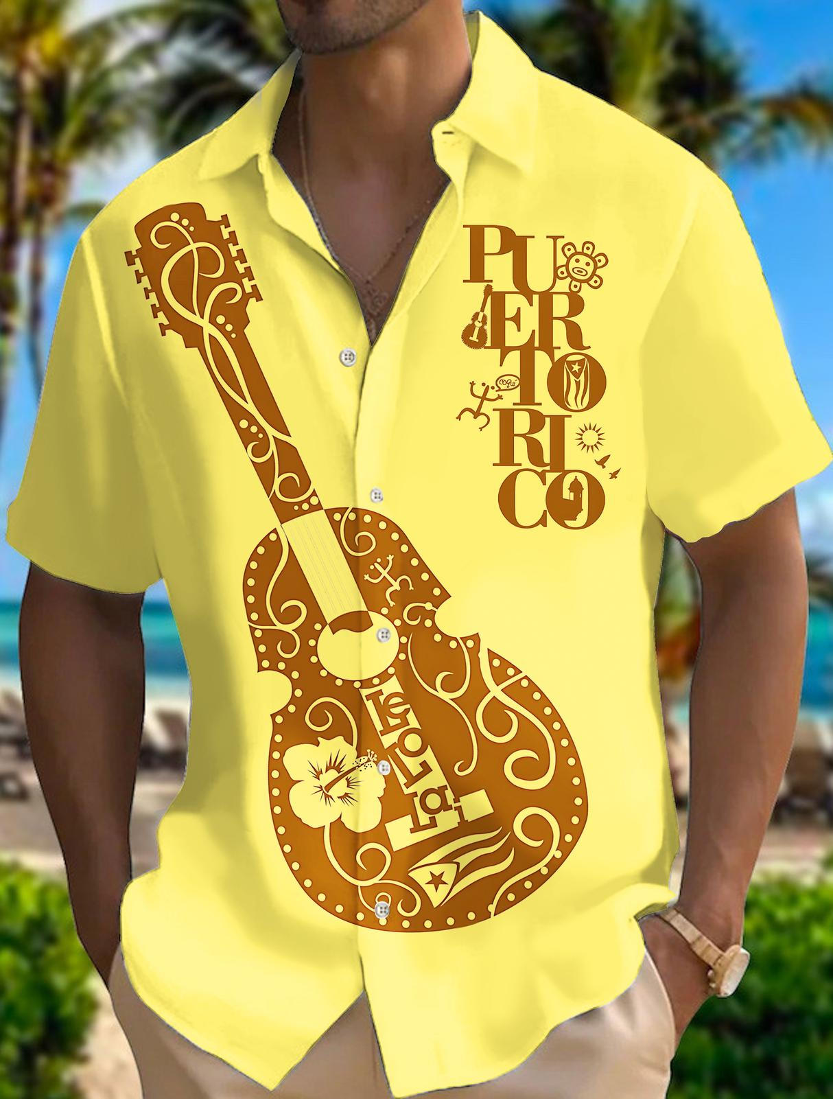 Puerto Rican Guitar Men's Short Sleeve Shirts