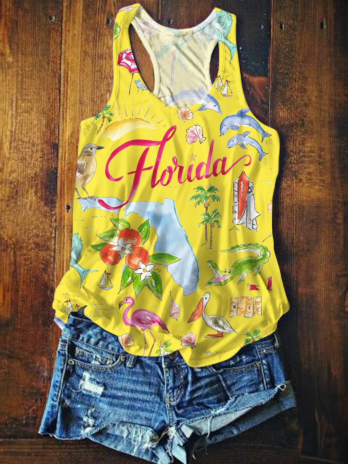 Florida Printed Casual Tank Top