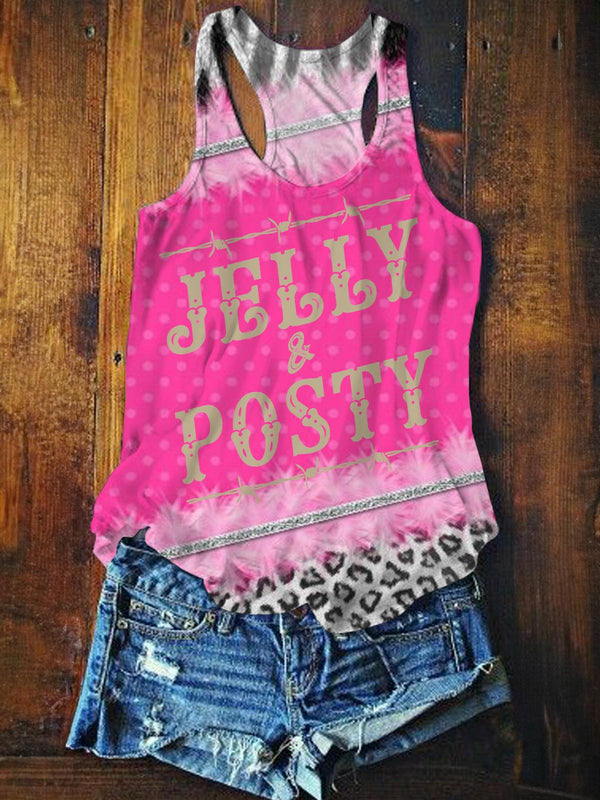 Jelly Roll Posty Printed Casual Tank Top