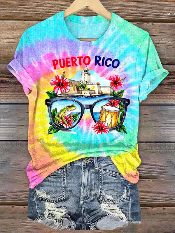 Puerto Rican Print Crew Neck T-shirt